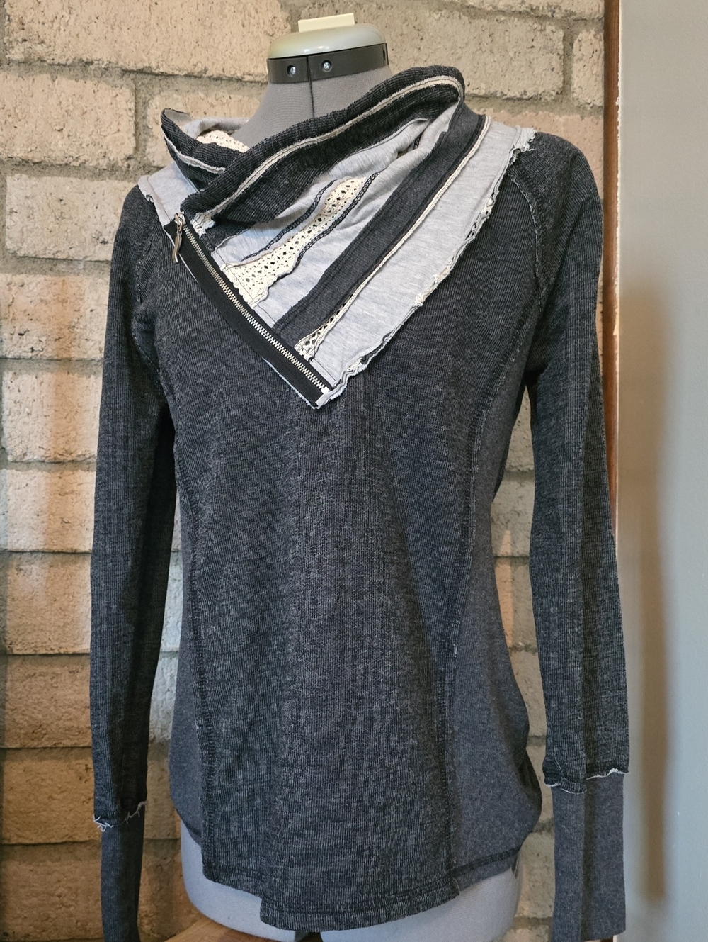 Maurices Charcoal Gray Layered Collar Sweater
